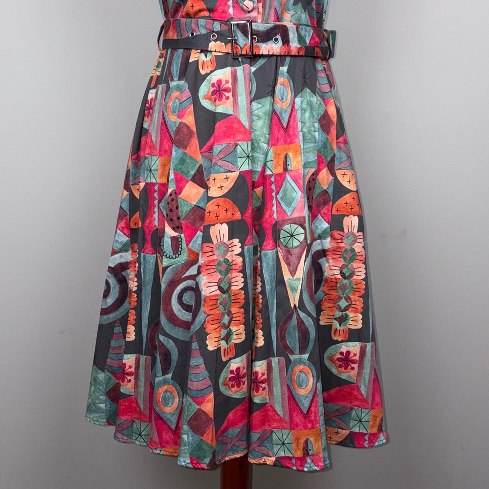 Miss Lulo Jani Modernist Art Vintage/Retro Inspired Dress SZ S - Picture 4 of 13